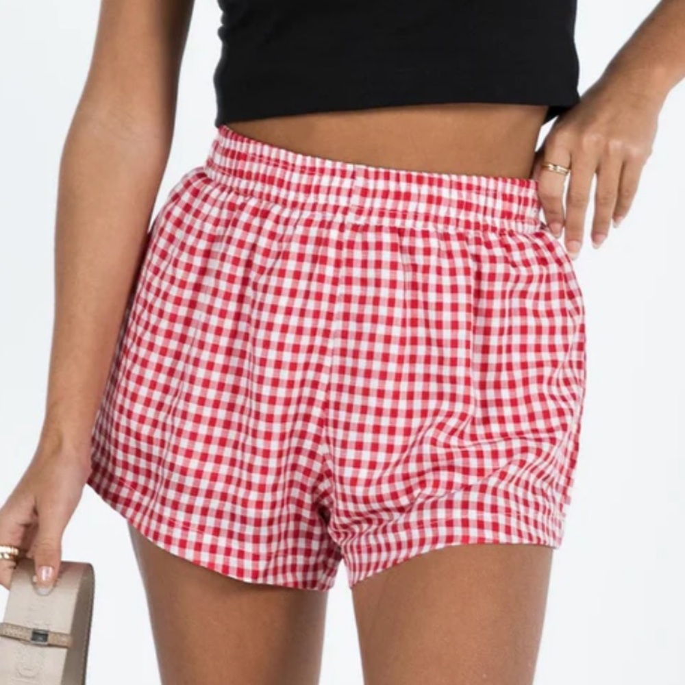 Beach House Shorts Red Gingham